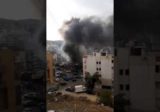 بالفيديو: اندلاع حريق على اوتوستراد المنصورية الجديد في عدد من المحال التجارية